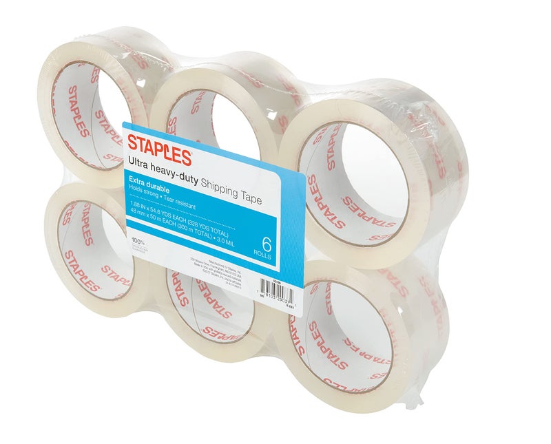 Staples 815042 Ultra Heavy Duty Shipping Tape 1.88-Inch X 54.6 Yds Clear 6/Rolls - Image 2